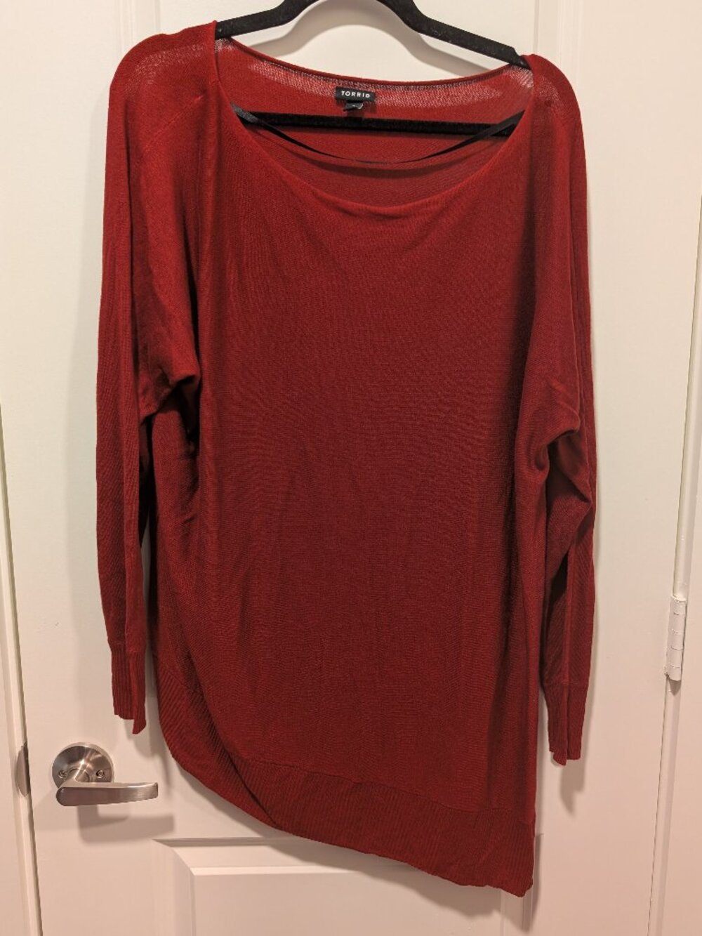 Torrid Size 2 (2X) Red Off the Shoulder Sweater Long Sleeve